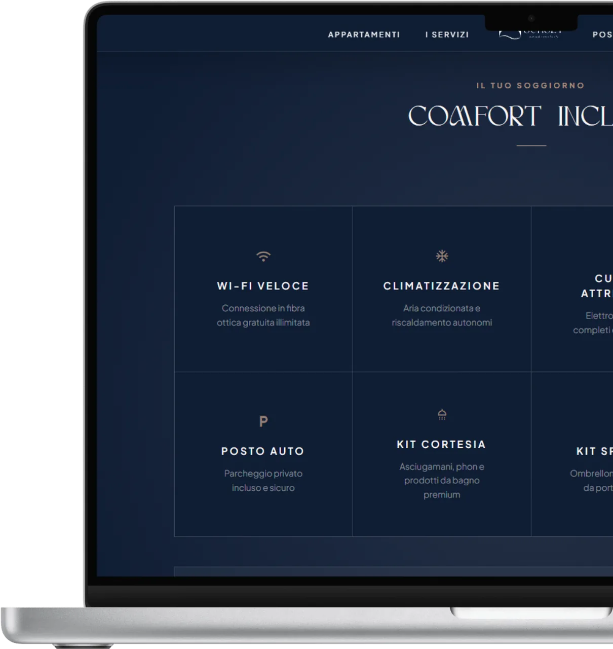 Sito Sunset Apartments su laptop